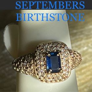 Genuine Blue Sapphire & Diamond Ring